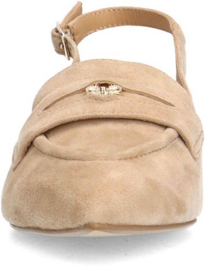 Manfield suède slingback loafers beige