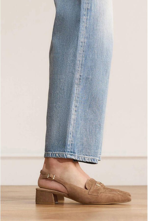 Manfield suède slingback loafers bruin - Foto 2