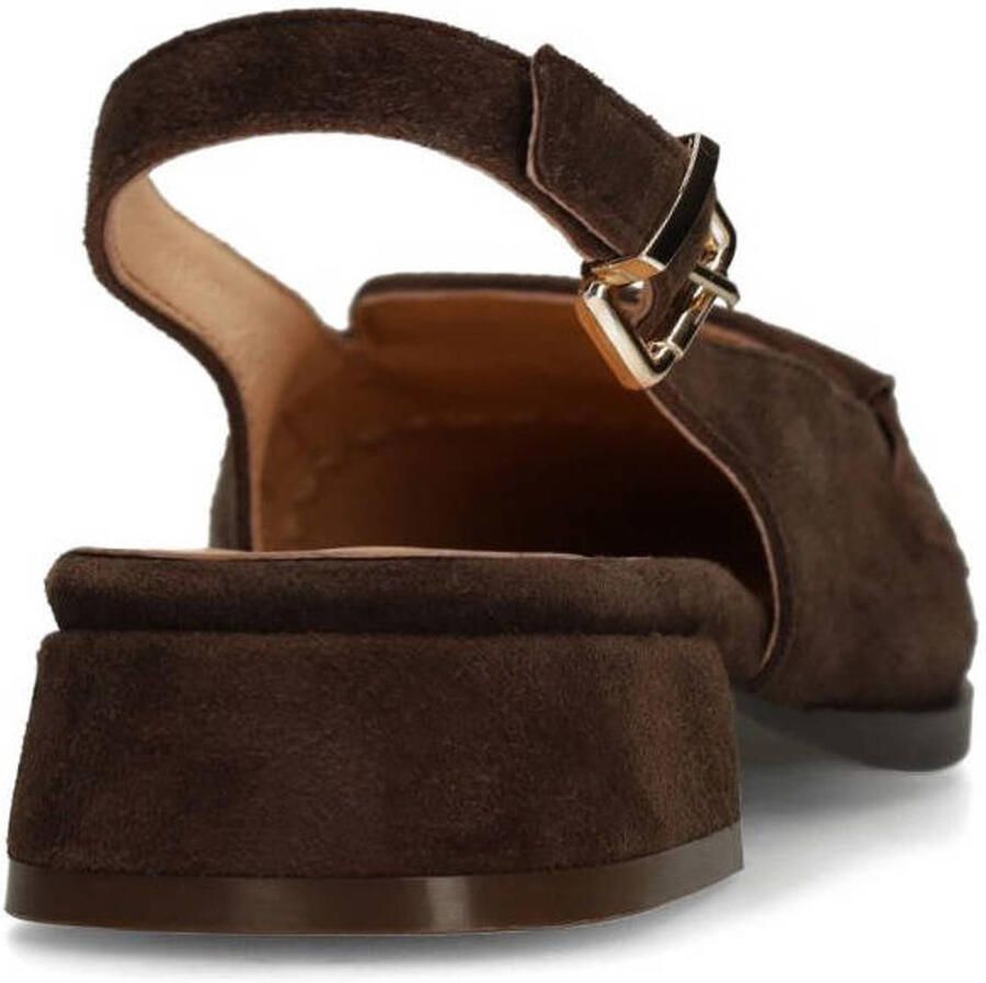 Manfield suède slingback loafers donkerbruin - Foto 2