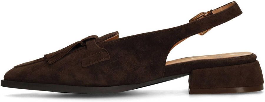 Manfield suède slingback loafers donkerbruin - Foto 3