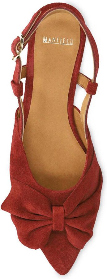 Manfield Dames Bordeaux rode suède slingbacks met strik - Foto 2