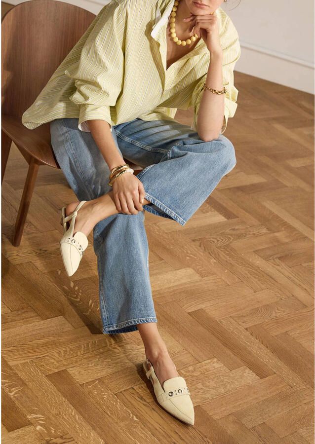 Manfield suède slingback loafers lichtgeel - Foto 2