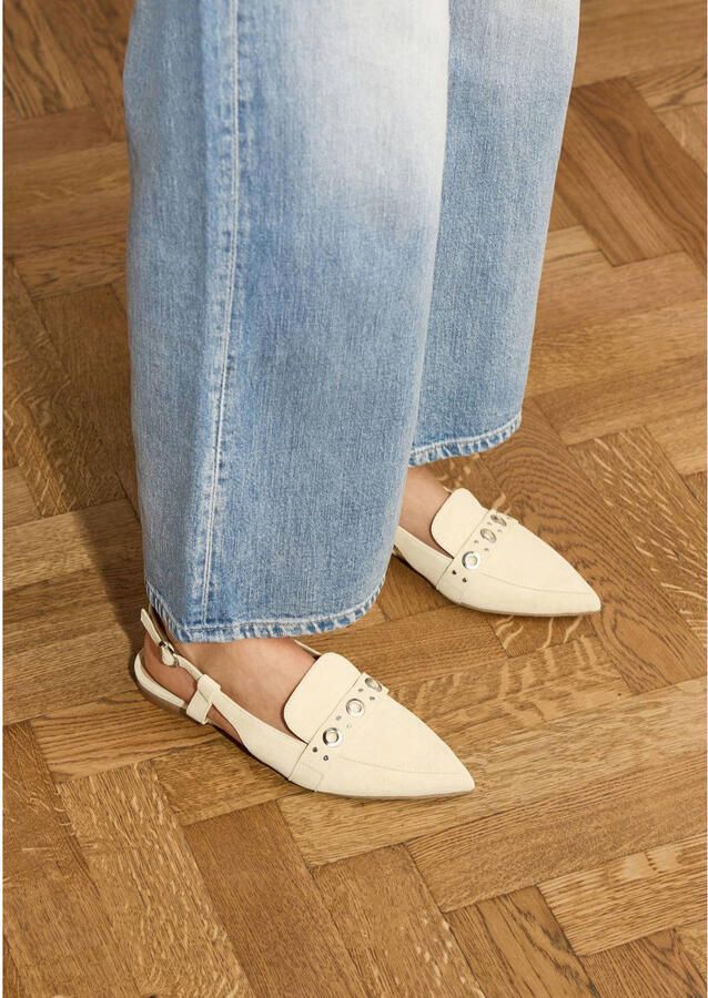 Manfield suède slingback loafers lichtgeel - Foto 3