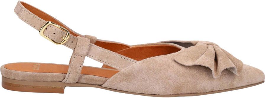 Manfield Dames Taupe suède slingbacks met strik