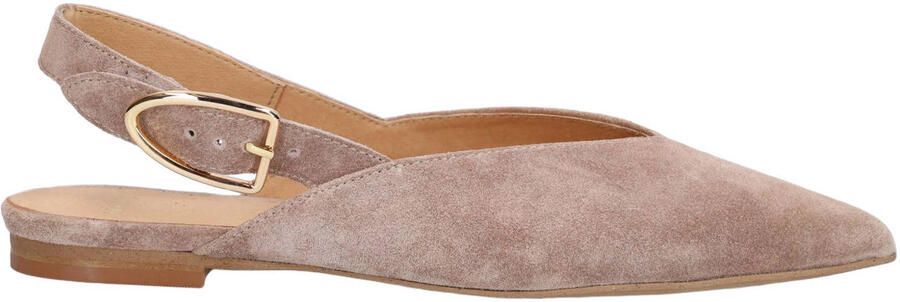 Manfield suède slingback loafers taupe