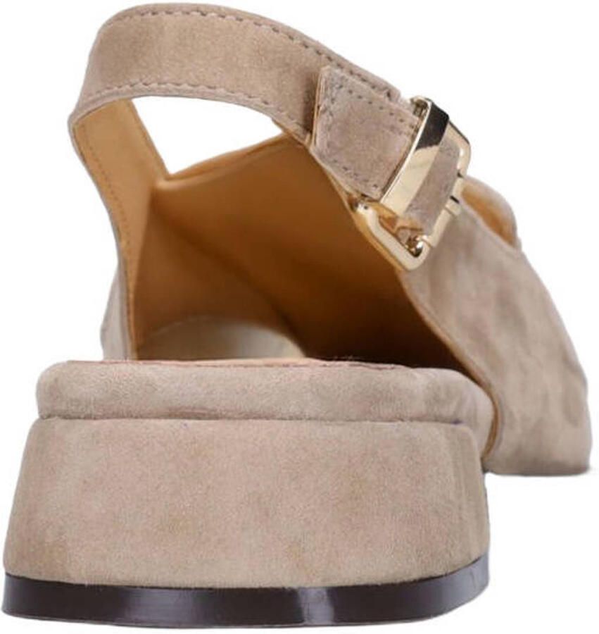Manfield Dames Taupe suède slingbacks met franjes - Foto 2