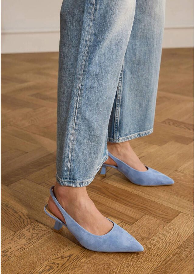 Manfield Dames Blauwe suède slingbacks - Foto 2