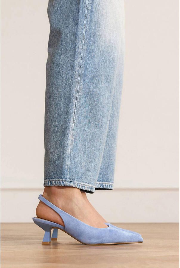 Manfield Dames Blauwe suède slingbacks - Foto 3