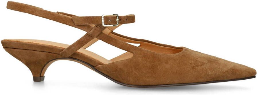 Manfield Dames Cognac suède slingbacks met kittenheel