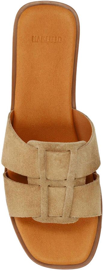 Manfield Dames beige suède slippers