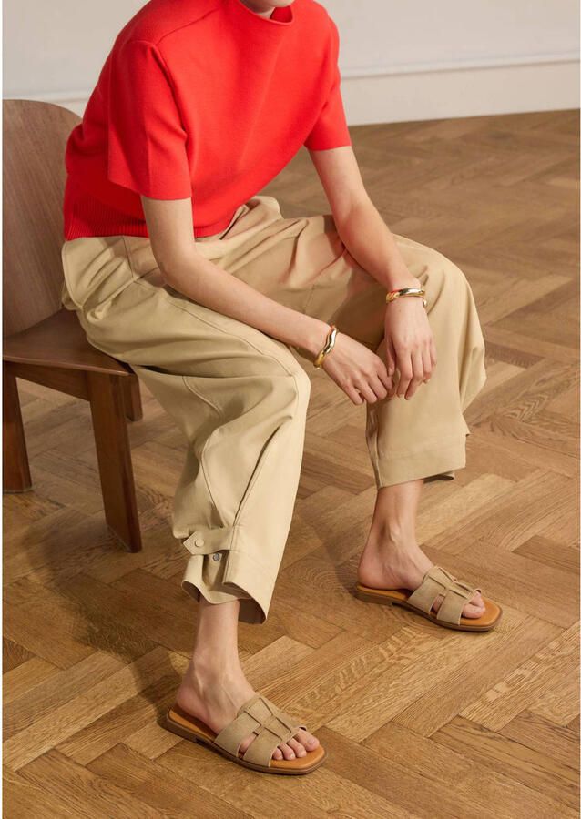 Manfield Dames beige suède slippers - Foto 2