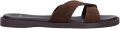 Manfield Dames Bruine fluwelen slippers - Donkerbruin