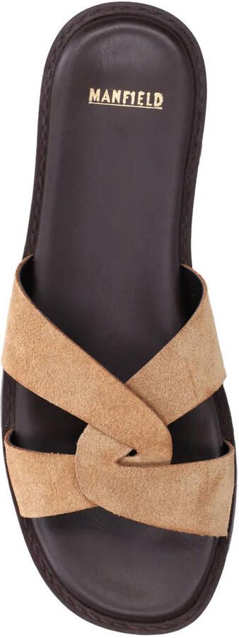 Manfield Dames Bruine suède slippers - Foto 2