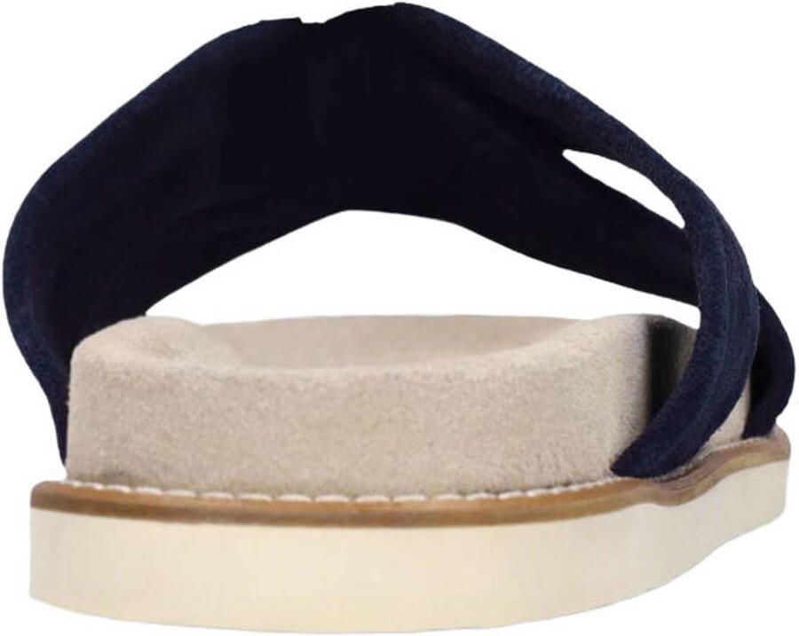 Manfield Heren Blauwe suède slippers - Foto 2