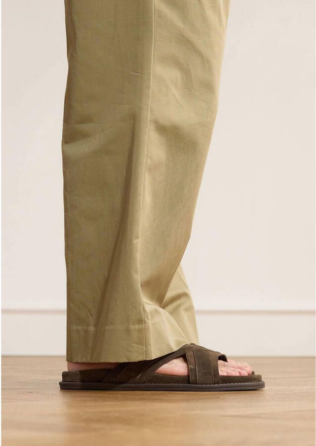 Manfield Heren Donkerbruine suède slippers - Foto 3