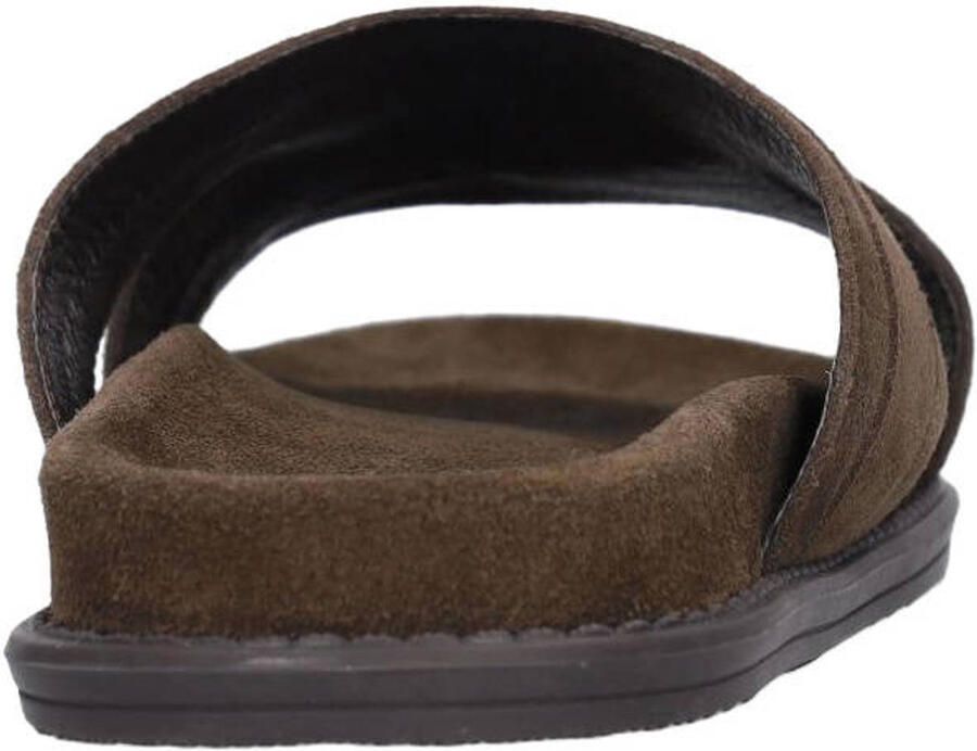 Manfield Heren Donkerbruine suède slippers - Foto 2