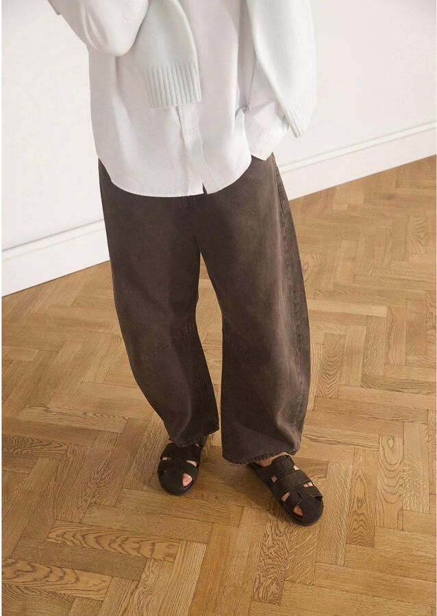 Manfield Heren Donkerbruine suède slippers
