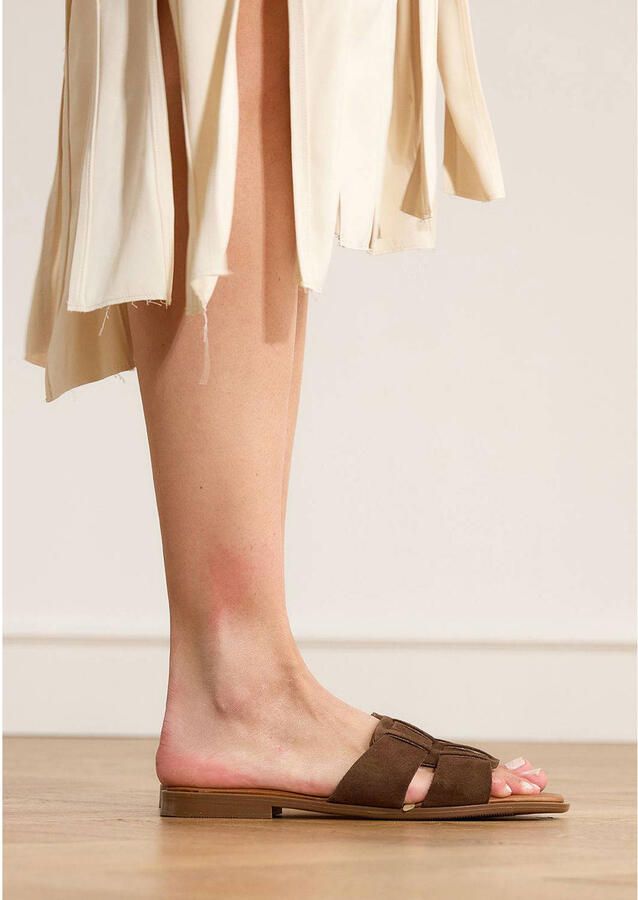 Manfield Dames Bruine suède slippers - Foto 2
