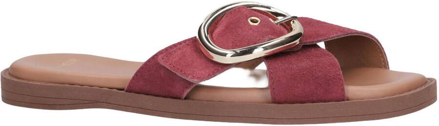 Manfield Dames Rode suède slippers