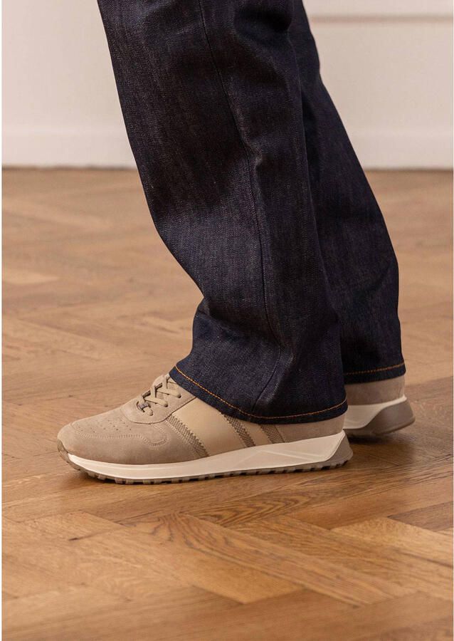 Manfield Heren Beige suède sneakers met leren details - Foto 2