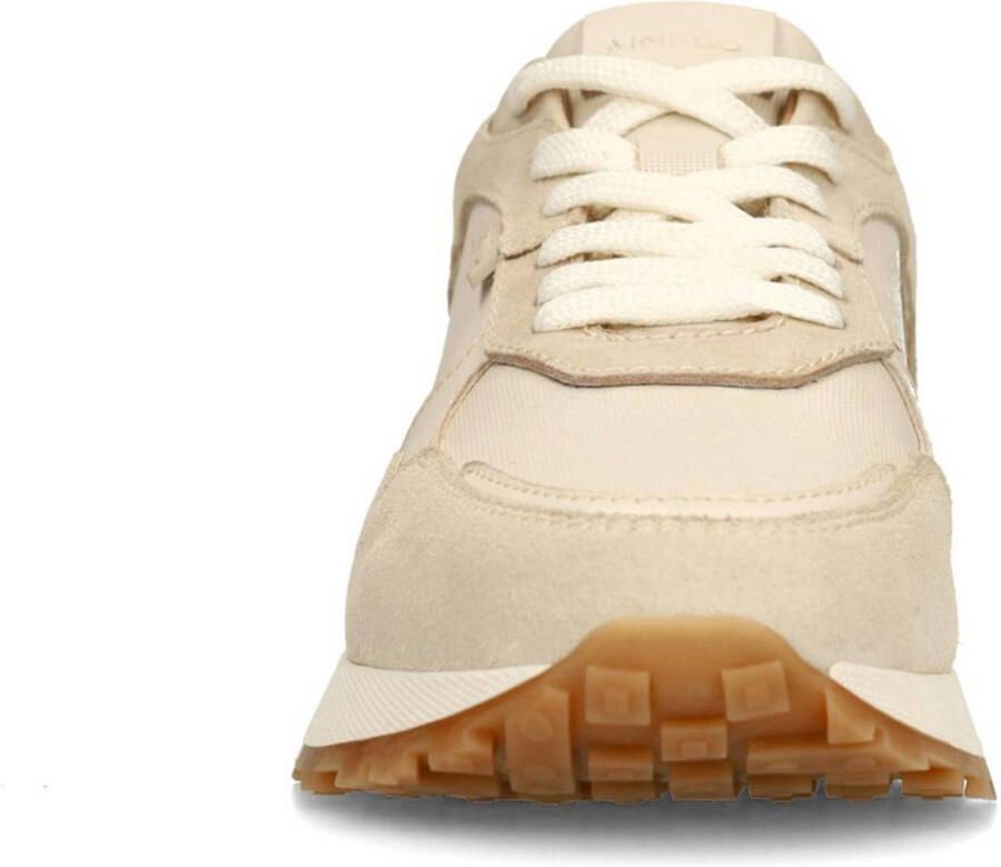 Manfield Heren Beige leren sneakers met suède details - Foto 2