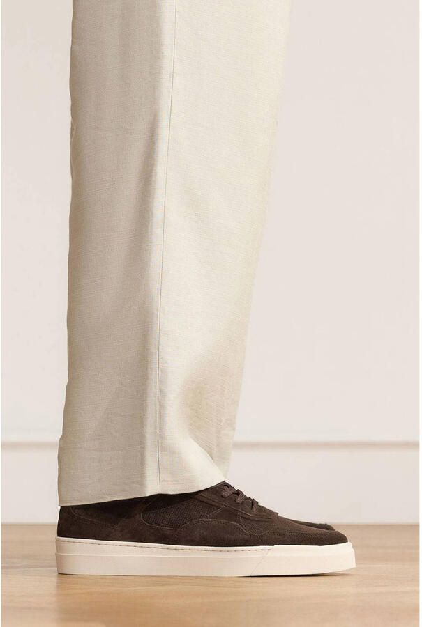 Manfield Heren Donkerbruine suède sneakers - Foto 2