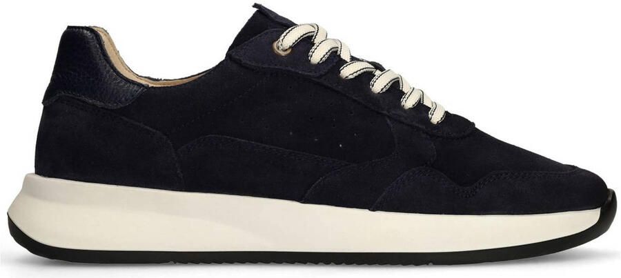 Manfield Donkerblauwe suède sneakers