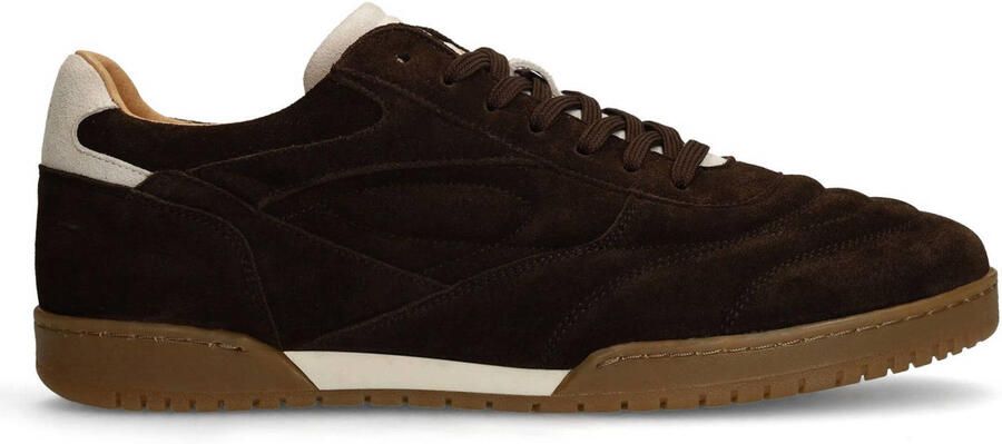 Manfield Heren Donkerbruine suède sneakers