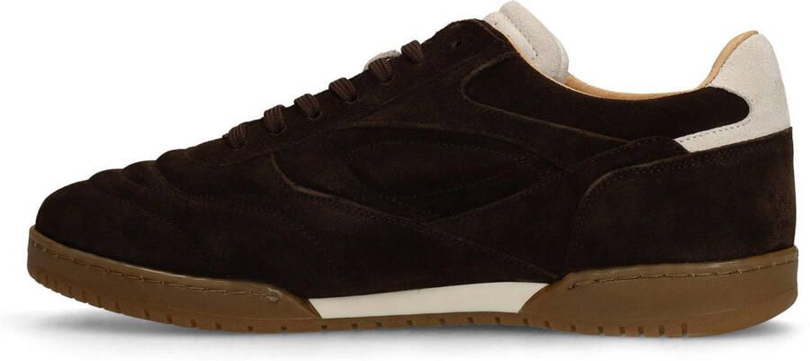 Manfield Heren Donkerbruine suède sneakers - Foto 3
