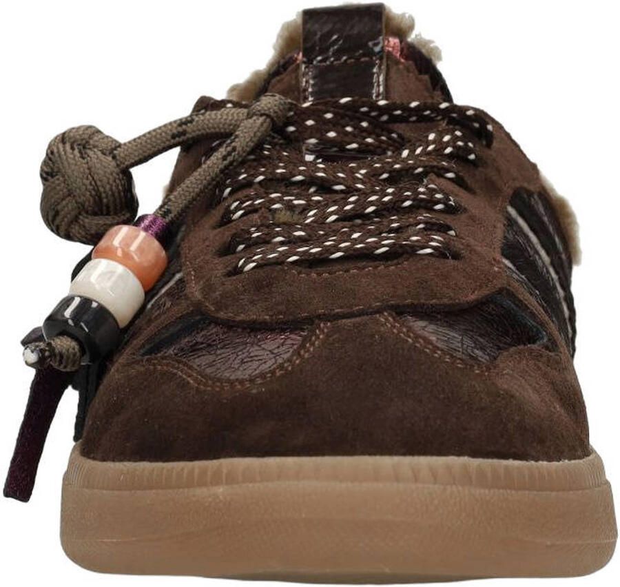 Manfield Dames Donkerbruine leren instap sneakers met voering - Foto 2