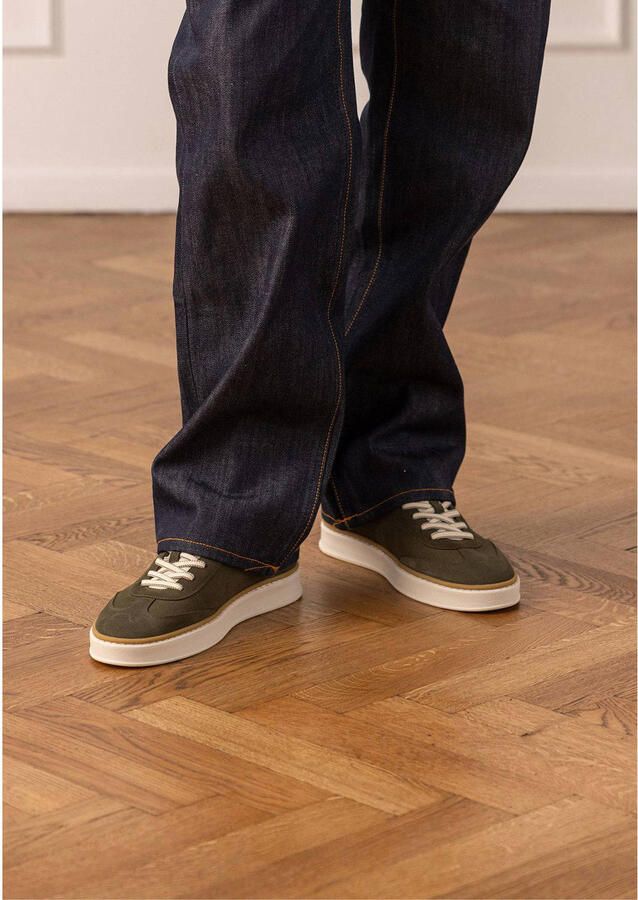 Manfield suède sneakers donkergroen - Foto 3