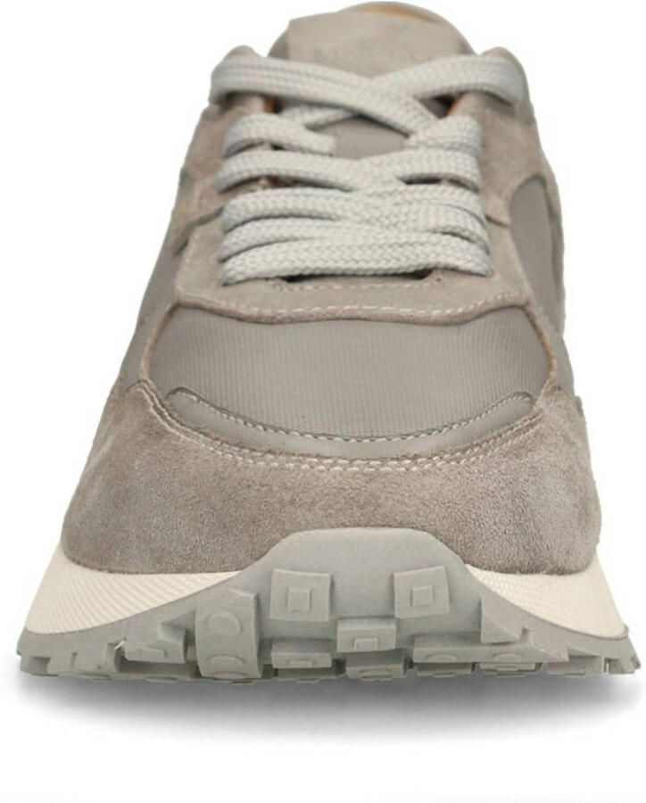 Manfield Heren Grijze leren sneakers met suède details - Foto 2