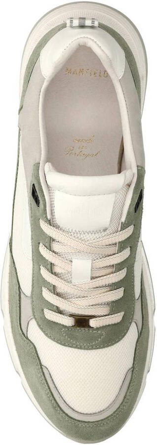 Manfield Heren Groene leren sneakers met suède details - Foto 3