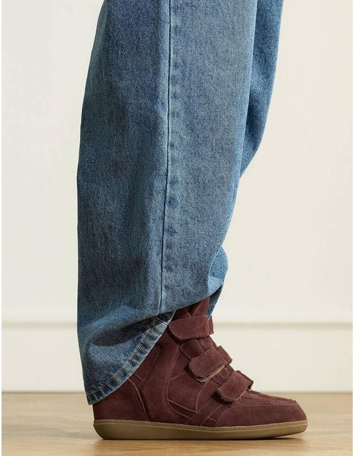 Manfield suède sneakers met sleehak bordeaux - Foto 3