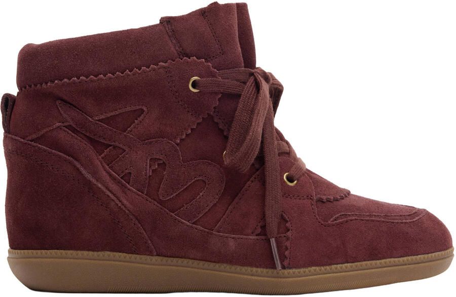 Manfield suède sneakers met sleehak bordeaux