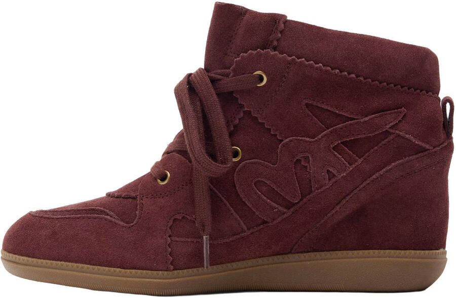 Manfield Dames Burgundy suède wedge sneakers - Foto 2