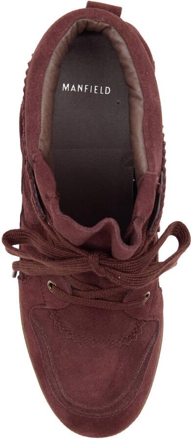 Manfield Dames Burgundy suède wedge sneakers - Foto 3