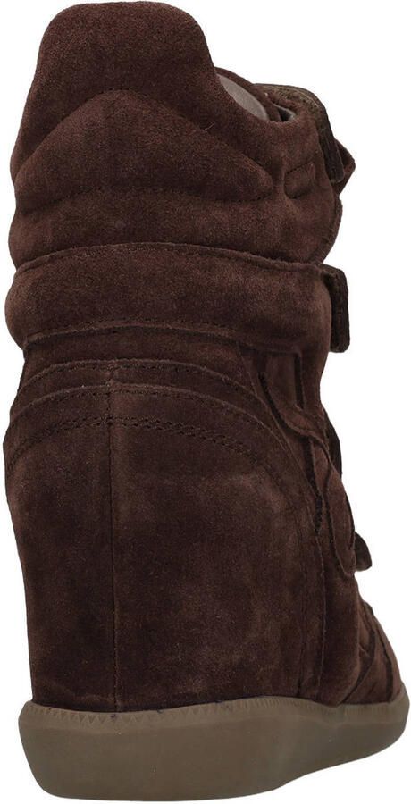 Manfield Dames Bordeaux suède sneakers met sleehak - Foto 3