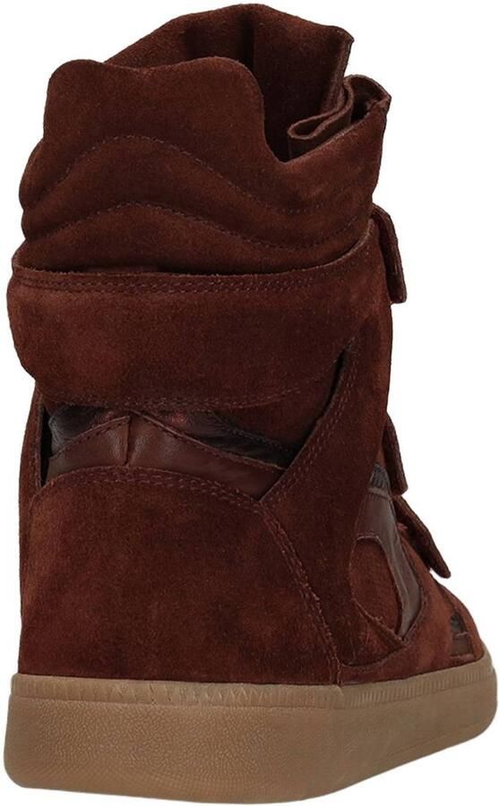 Manfield Dames Burgundy suède hoge sneakers met klittenband - Foto 2