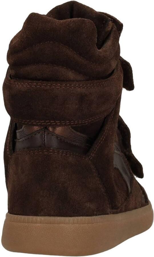Manfield Dames Taupe suède hoge sneakers met klittenband - Foto 2