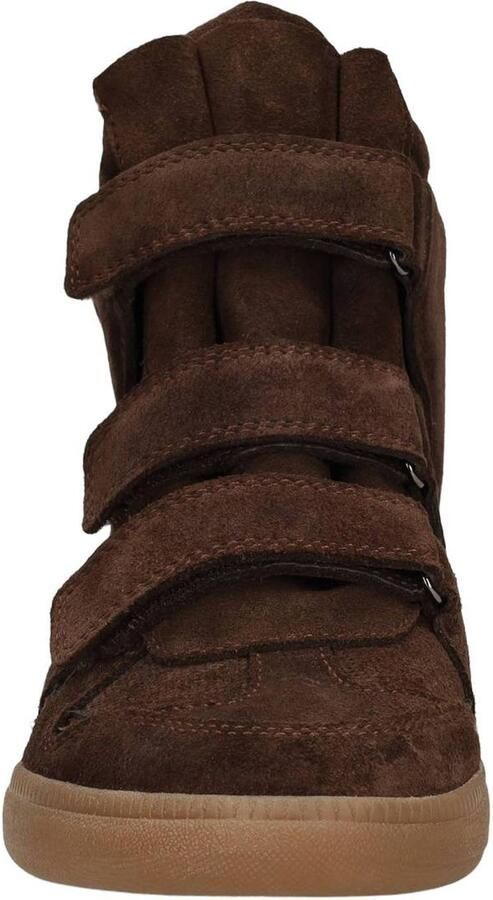 Manfield Dames Taupe suède hoge sneakers met klittenband - Foto 3