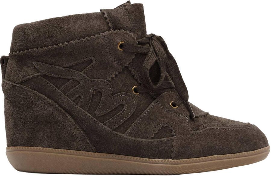 Manfield suède sneakers met sleehak olijfgroen