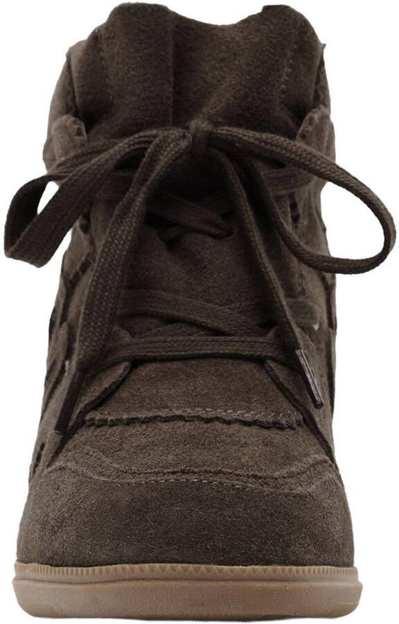 Manfield suède sneakers met sleehak olijfgroen - Foto 3