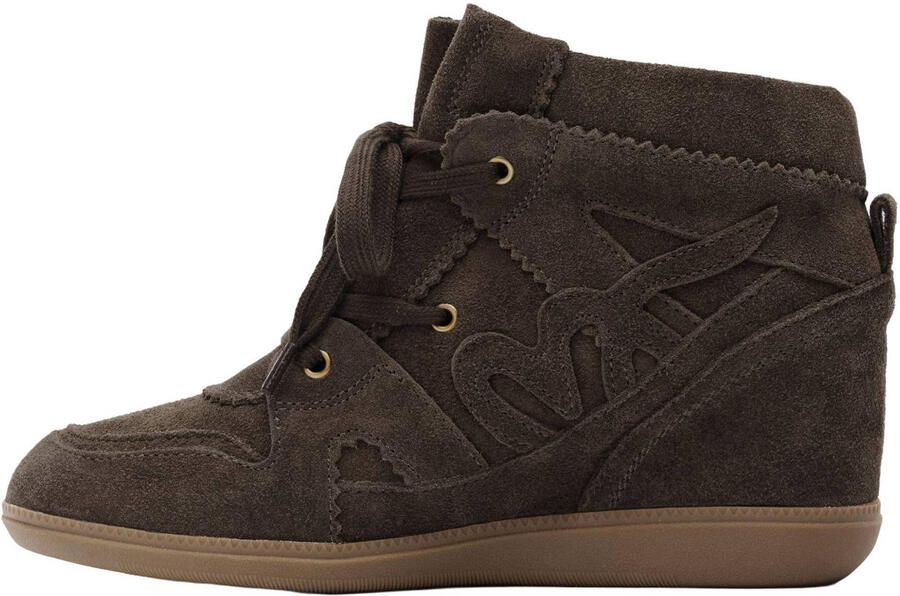 Manfield suède sneakers met sleehak olijfgroen - Foto 2
