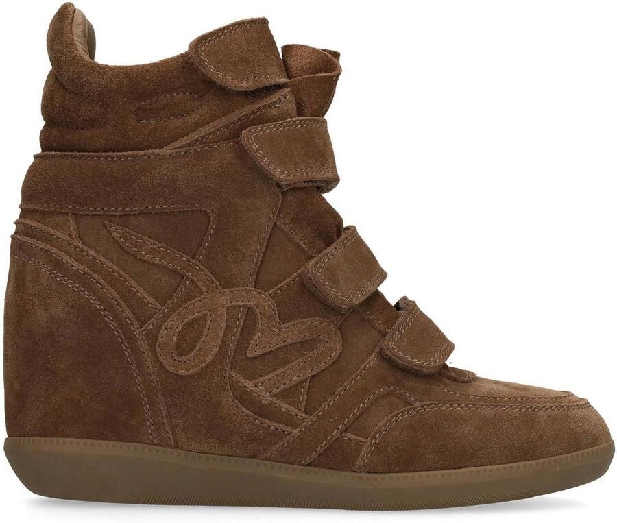 Manfield suède sneakers met sleehak taupe