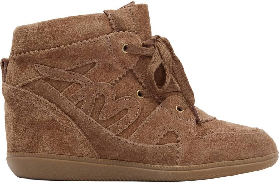 Manfield suède sneakers met sleehak taupe