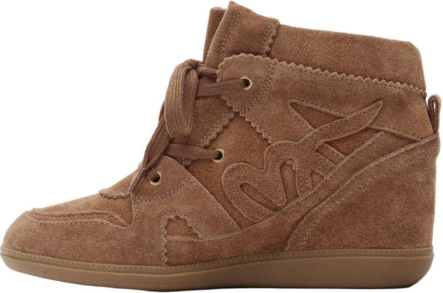 Manfield Dames Taupe suède wedge sneakers - Foto 3