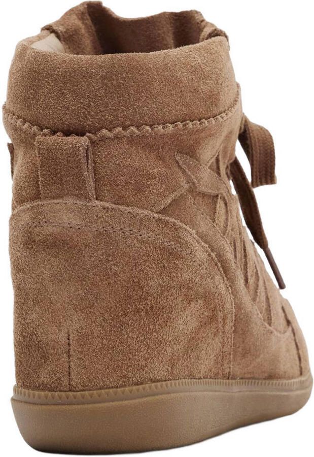 Manfield Dames Taupe suède wedge sneakers - Foto 2