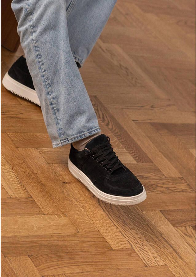 Manfield Heren Zwarte suède sneakers