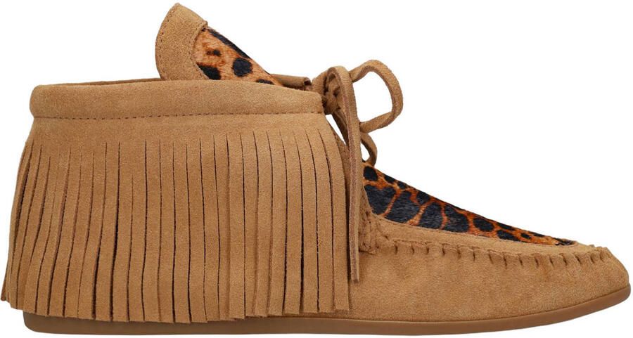 Manfield Dames Cognac suède enkellaarsjes